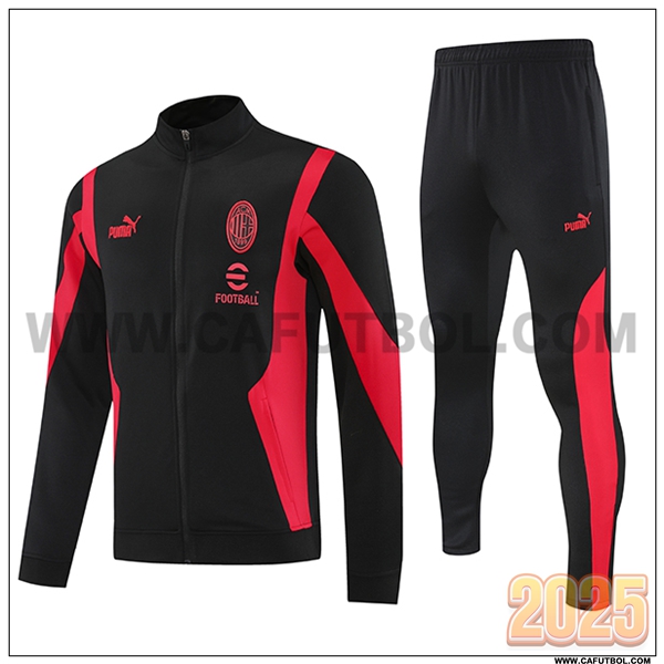Chandal Chaquetas Futbol AC Milan Negro/Rojo 2025 2026 -02