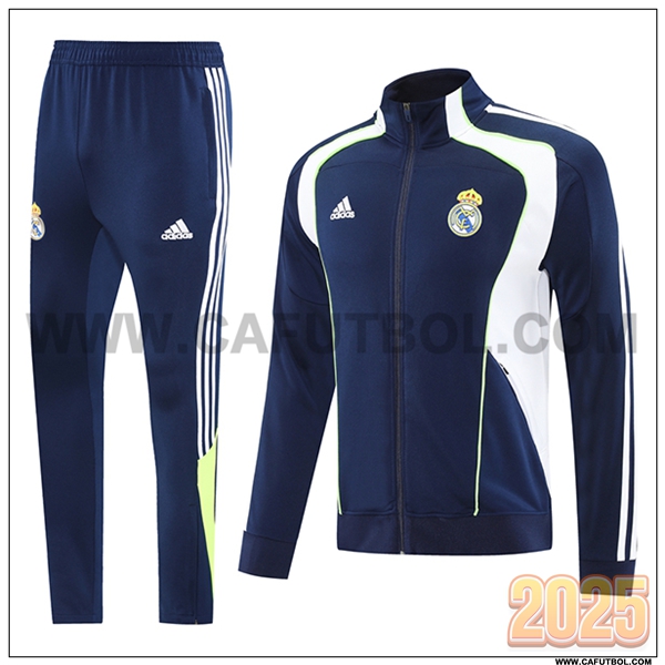 Chandal Chaquetas Futbol Real Madrid Azul/Blanco/Verde 2025 2026