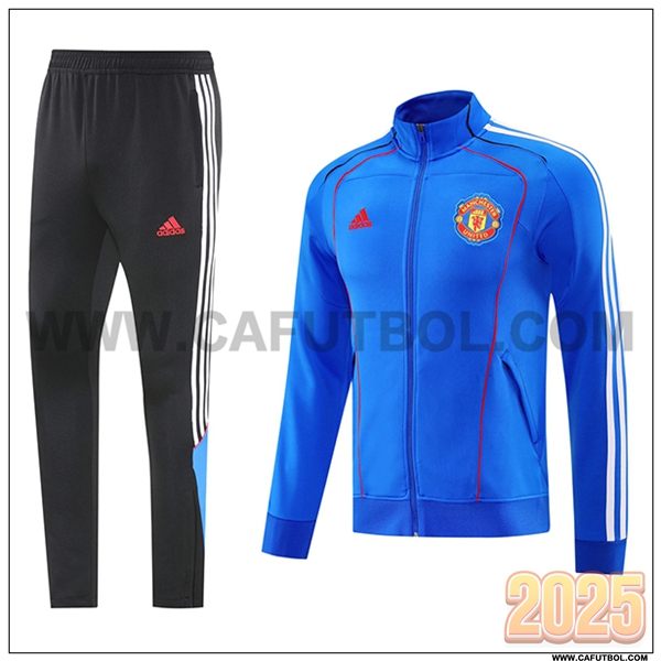 Chandal Chaquetas Futbol Manchester United Azul/Blanco/Rojo 2025 2026