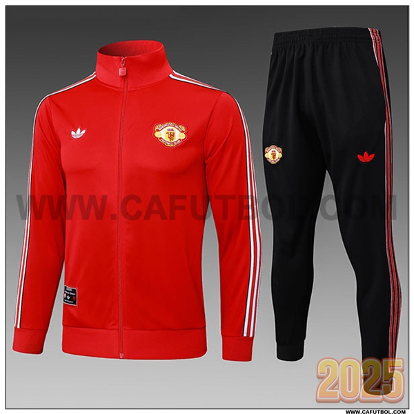 Chandal Chaquetas Futbol Manchester United Ninos Rojo/Blanco 2025 2026