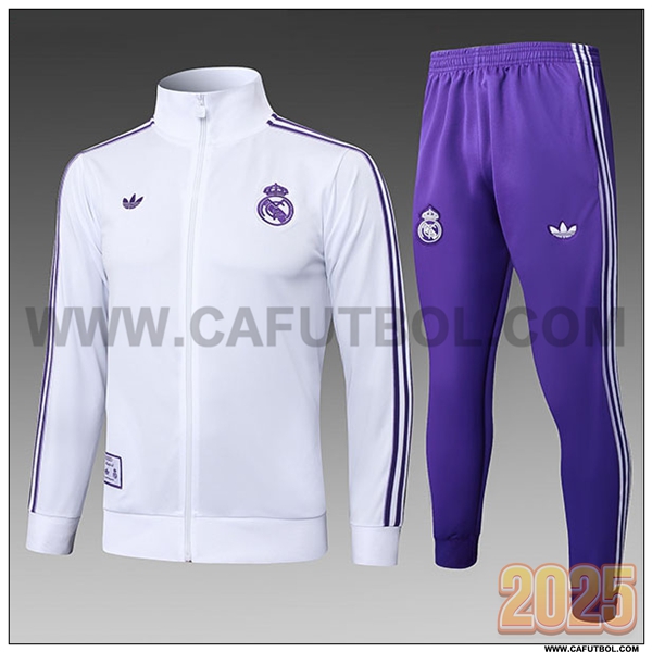 Chandal Chaquetas Futbol Real Madrid Ninos Blanco/Violeta 2025 2026