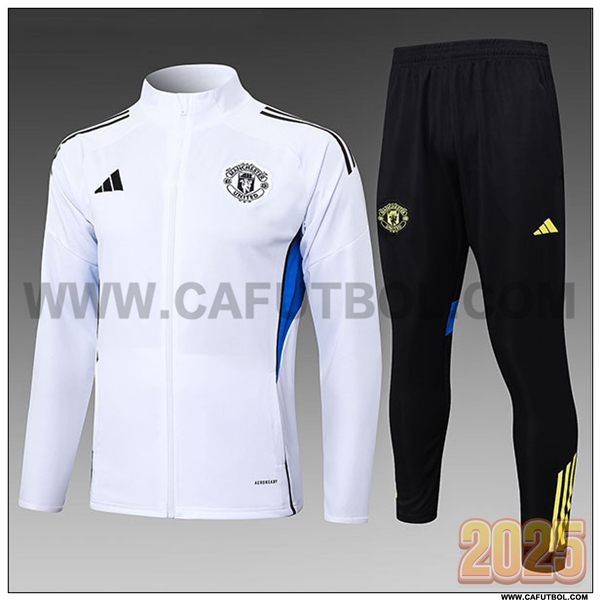 Chandal Chaquetas Futbol Manchester United Ninos Blanco/Azul 2025 2026