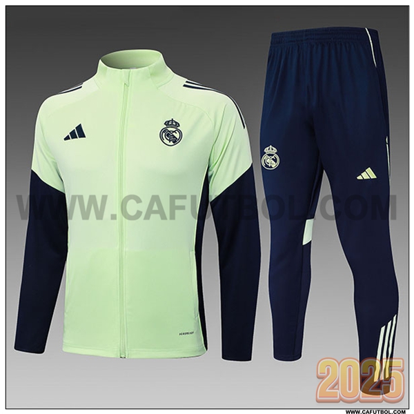 Chandal Chaquetas Futbol Real Madrid Ninos Verde/Azul 2025 2026