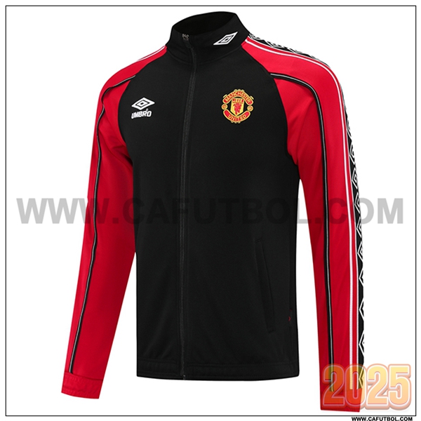 Chaquetas Futbol Manchester United Negro/Rojo 2025 2026 -03