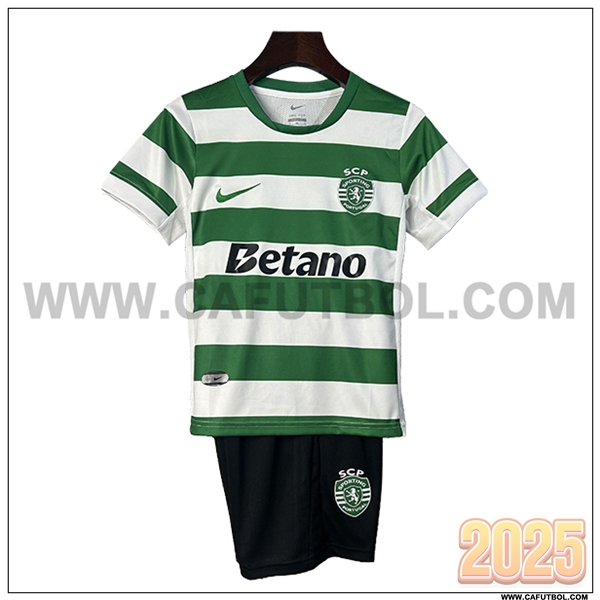 Nuevo Camiseta de Sporting Primera Ninos Verde/Blanco 2025 2026