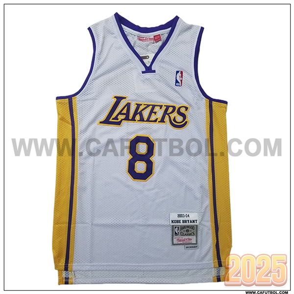 Camisetas De Futbol Los Angeles Lakers (BRYANT #8) 2025/26 Blanco/Amarillo/Violeta