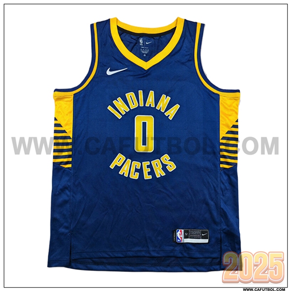 Camisetas De Futbol Indiana Pacers (HALIBURTON #0) 2025/26 Azul/Amarillo