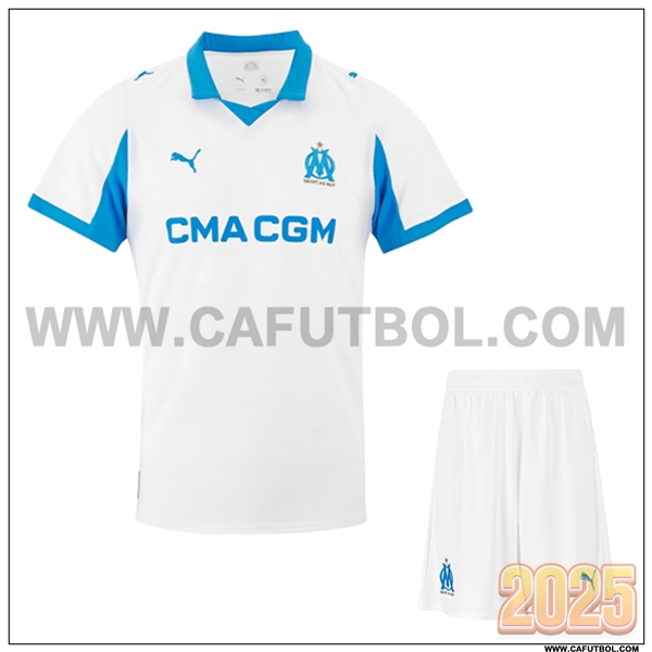 Primera Camiseta Futbol Marsella OM + Pantalones Blanco 2025 2026