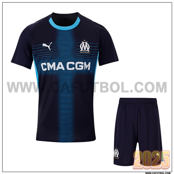Segunda Camiseta Futbol Marsella OM + Pantalones Negro 2025 2026