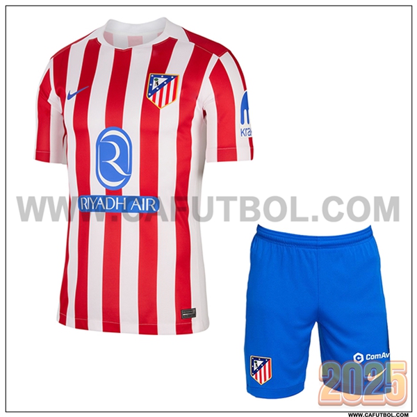 Primera Camiseta Futbol Atletico Madrid + Pantalones Rojo/Blanco 2025 2026