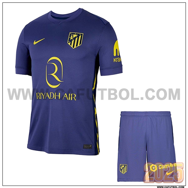 Segunda Camiseta Futbol Atletico Madrid + Pantalones Azul marino 2025 2026