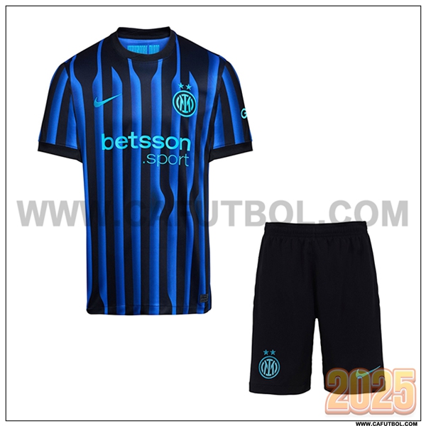 Primera Camiseta Futbol Inter Milan + Pantalones Azul/Negro 2025 2026