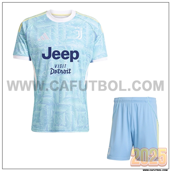 Segunda Camiseta Futbol Juventus + Pantalones Azul Claro 2025 2026