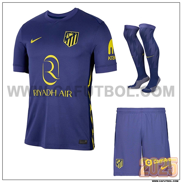 Segunda Camiseta Futbol Atletico Madrid (Pantalones + Calcetines) Azul/Negro 2025 2026