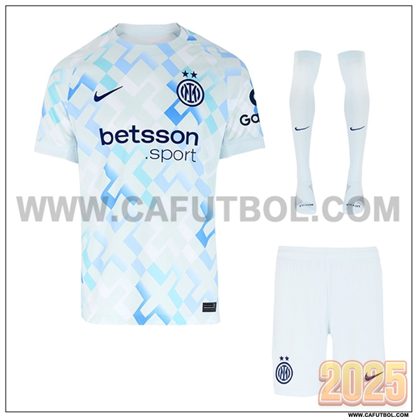 Segunda Camiseta Futbol Inter Milan (Pantalones + Calcetines) Blanco 2025 2026
