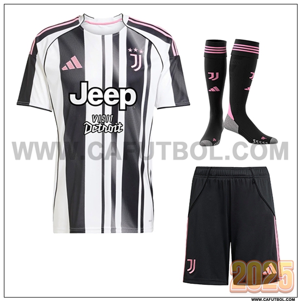 Primera Camiseta Futbol Juventus (Pantalones + Calcetines) Negro/Blanco 2025 2026