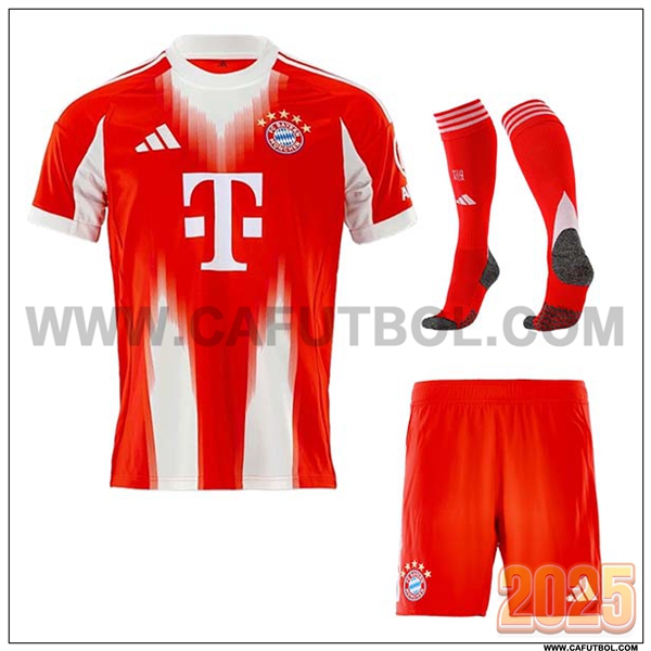 Primera Camiseta Futbol Bayern Munich (Pantalones + Calcetines) Rojo/Blanco 2025 2026