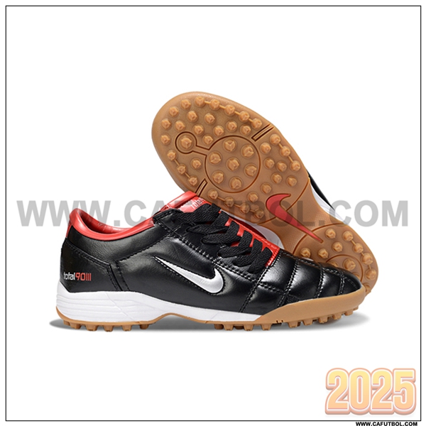 Nike Botas De Fútbol T90 TF Negro/Rojo/Gris