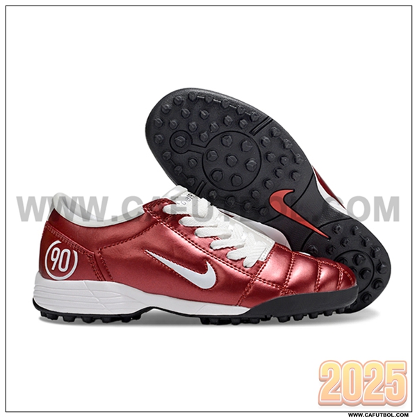 Nike Botas De Fútbol T90 TF Rojo/Blanco -03