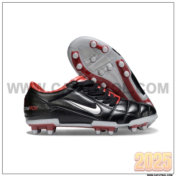 Nike Botas De Fútbol T90 FG Negro/Rojo/Gris