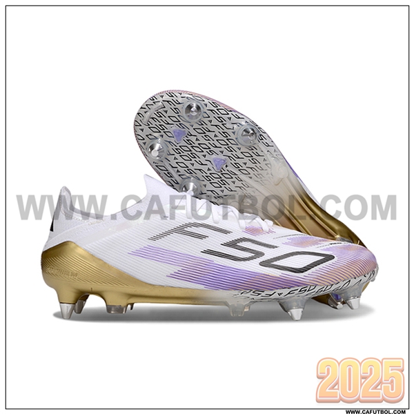 Adidas Botas De Fútbol F50 Elite SG Blanco/Violeta/Negro/Amarillo
