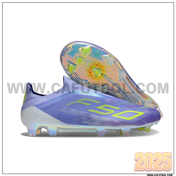 Adidas Botas De Fútbol F50 Elite Laceless FG Violeta/Verde -02