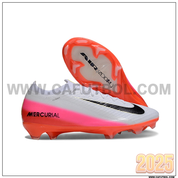 Nike Botas De Fútbol AIR Zoom Mercurial Vapor 16 Elite XXV FG Blanco/Negro/Rosa/Naranja