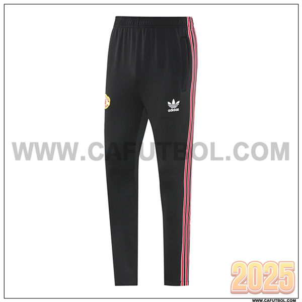 Pantalones Entrenamiento Manchester United Negro/Rojo 2025 2026 -04