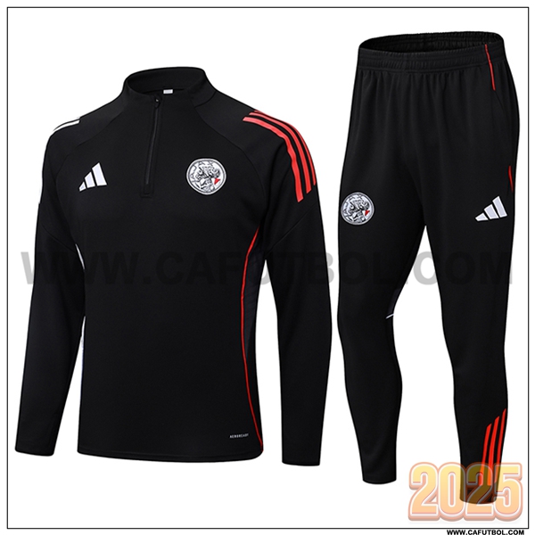 Chandal de Futbol Ajax Negro/Rojo 2025 2026