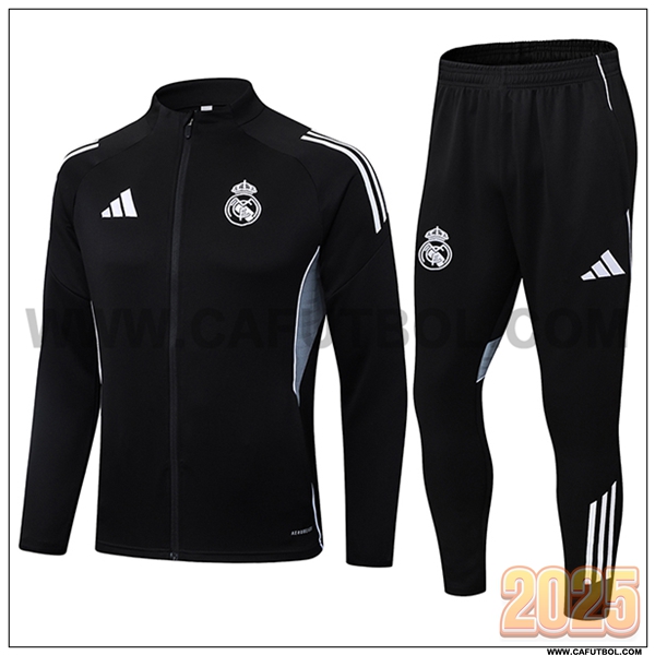 Chandal Chaquetas Futbol Real Madrid Negro/Gris 2025 2026 -02