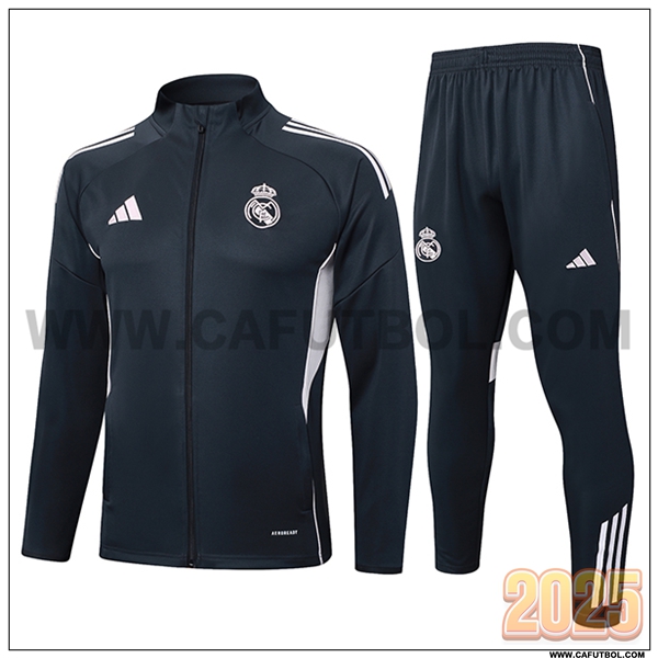 Chandal Chaquetas Futbol Real Madrid Gris Oscuro 2025 2026