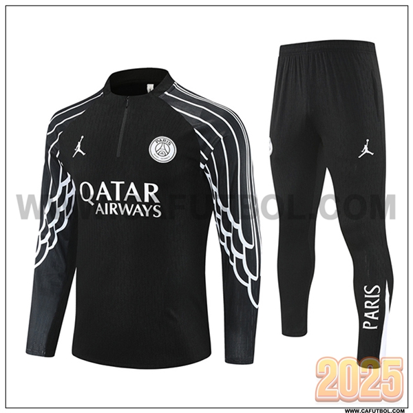 Chandal de Futbol PSG Negro/Blanco 2025 2026