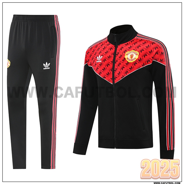 Chandal Chaquetas Futbol Manchester United Negro/Rojo 2025 2026 -03