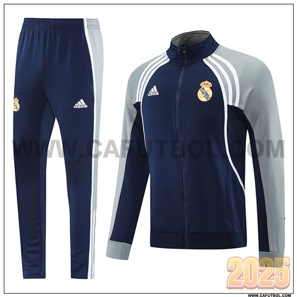 Chandal Chaquetas Futbol Real Madrid Azul/Gris/Blanco 2025 2026