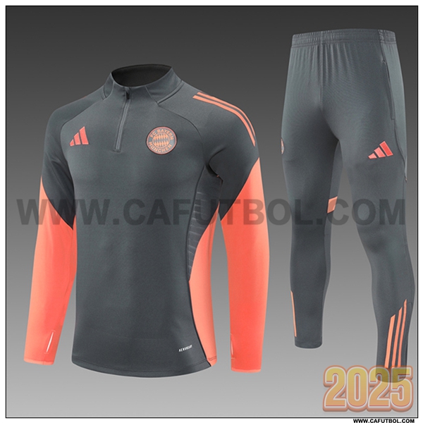Chandal de Futbol Bayern Munich Ninos Gris/Naranja 2025 2026