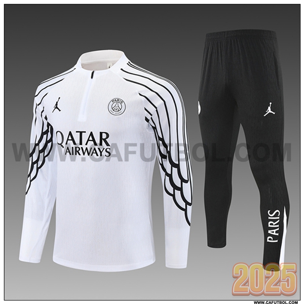 Chandal de Futbol PSG Ninos Blanco/Negro 2025 2026