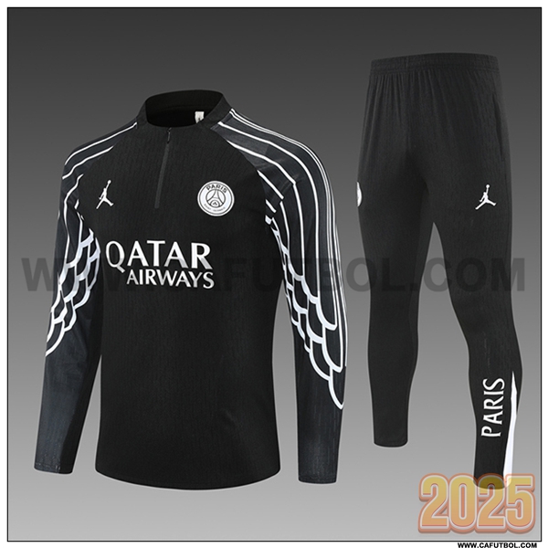 Chandal de Futbol PSG Ninos Negro/Blanco 2025 2026