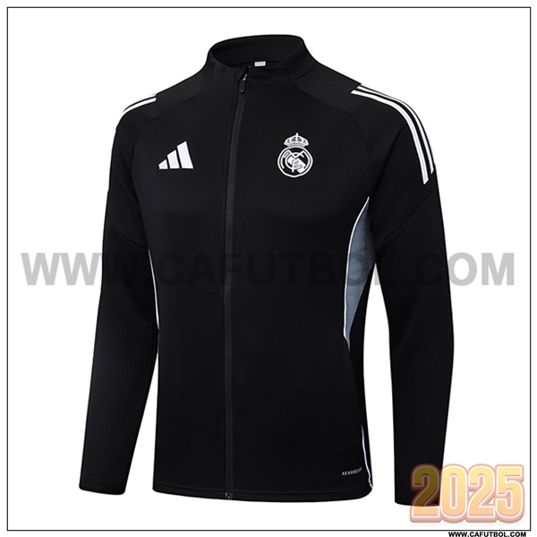 Chaquetas Futbol Real Madrid Negro/Gris 2025 2026 -02