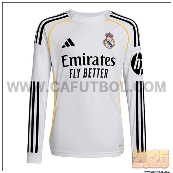 Nuevo Camiseta de Real Madrid Primera Mangas largas Blanco 2025 2026