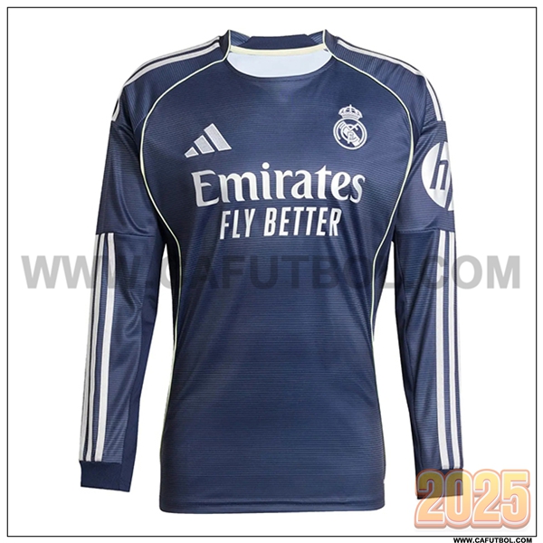 Nuevo Camiseta de Real Madrid Segunda Mangas largas Azul marino 2025 2026