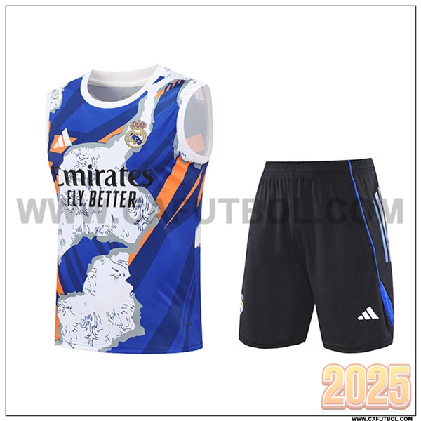 Camiseta Entrenamiento sin mangas Real Madrid Blanco/Azul/Naranja 2025 2026