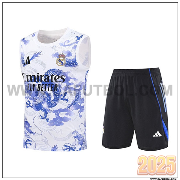 Camiseta Entrenamiento sin mangas Real Madrid Blanco/Azul 2025 2026