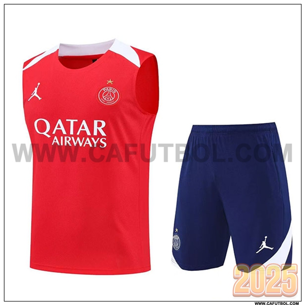 Camiseta Entrenamiento sin mangas PSG Rojo/Blanco 2025 2026