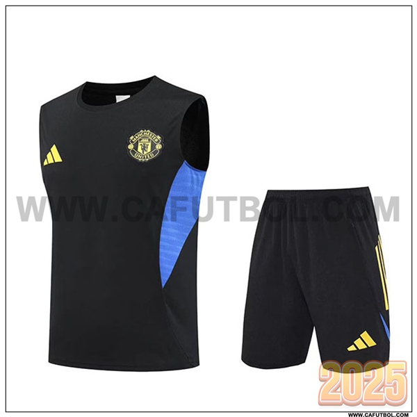 Camiseta Entrenamiento sin mangas Manchester United Negro/Azul 2025 2026