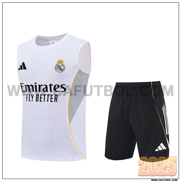 Camiseta Entrenamiento sin mangas Real Madrid Blanco/Gris 2025 2026