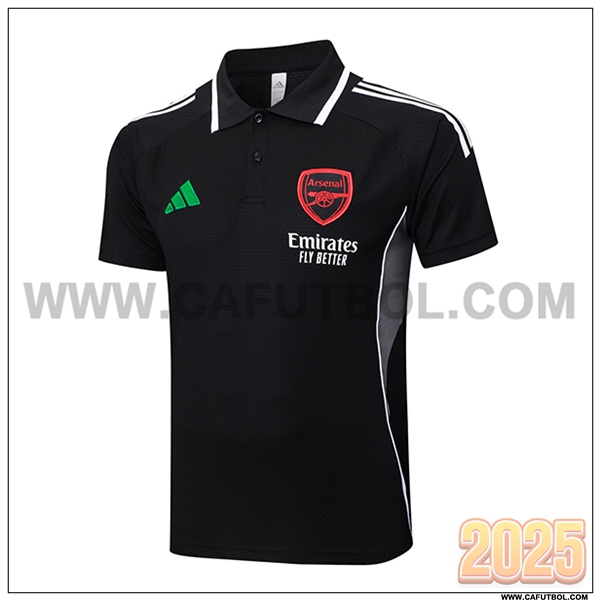 Camiseta Polo Arsenal Negro/Blanco/Gris 2025 2026
