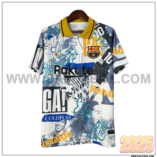Camiseta Polo FC Barcelona Blanco/Gris/Azul/Amarillo 2025 2026