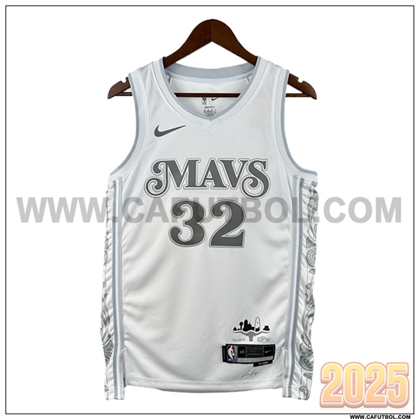 Camisetas NBA Dallas Mavericks (FLAGG #32) 2025/26 Blanco/Gris