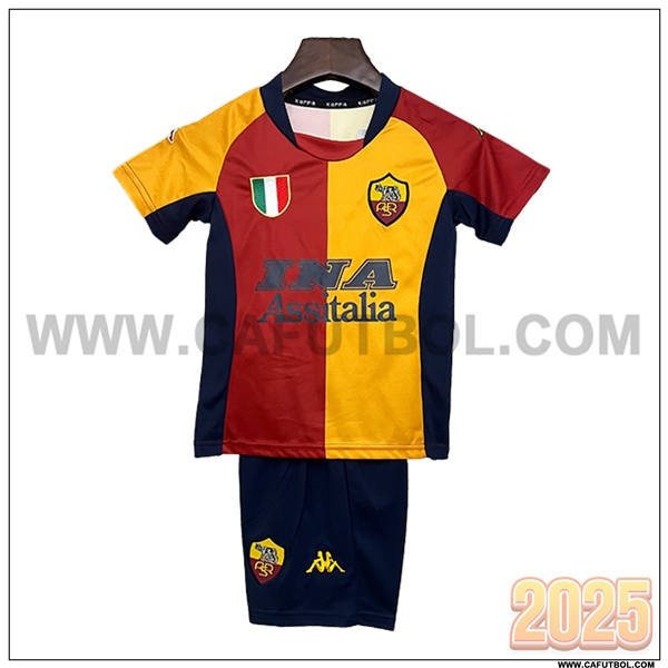 Primera Camiseta de AS Roma Retro Rojo/Naranja 2001/2002