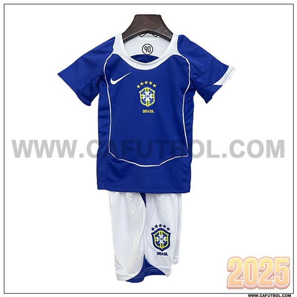 Segunda Camiseta de Brasil Retro Azul/Blanco 2004